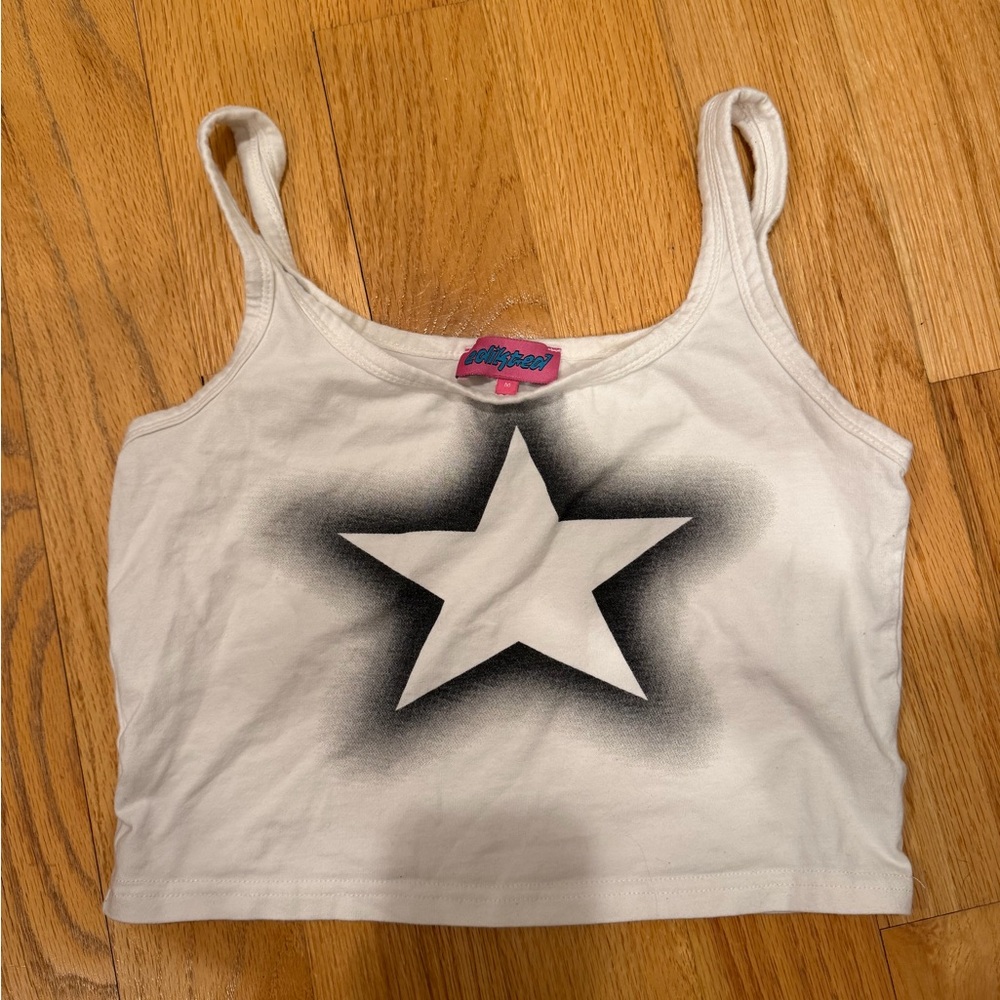Edikted White Tank Top with Star Design